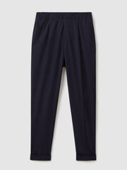 Reiss | Relaxed-Fit Pleated Tapered Trousers in Navy