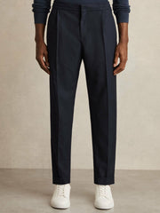 Reiss | Relaxed-Fit Pleated Tapered Trousers in Navy