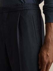 Reiss | Relaxed-Fit Pleated Tapered Trousers in Navy
