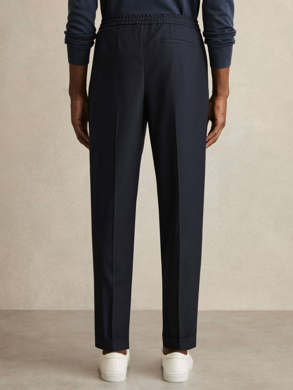 Reiss | Relaxed-Fit Pleated Tapered Trousers in Navy