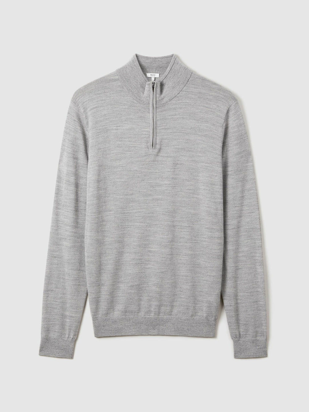 Reiss | Merino Wool Half-Zip Jumper in Soft Grey Mouline