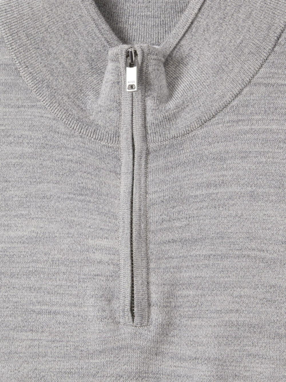 Reiss | Merino Wool Half-Zip Jumper in Soft Grey Mouline