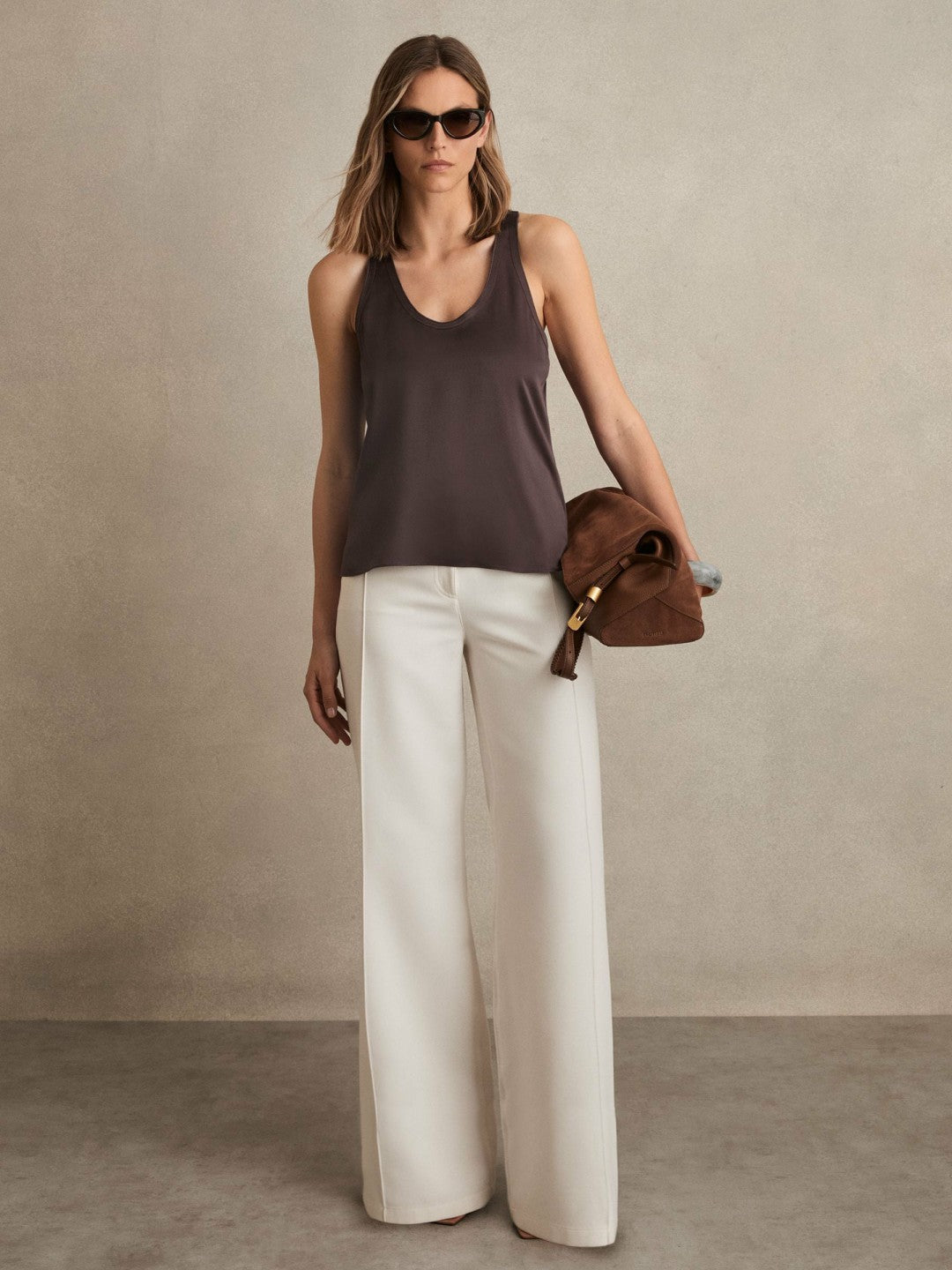 Reiss | Silk Scoop-Neck Vest in Mauve