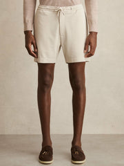 Reiss | Textured Drawstring Shorts in Stone