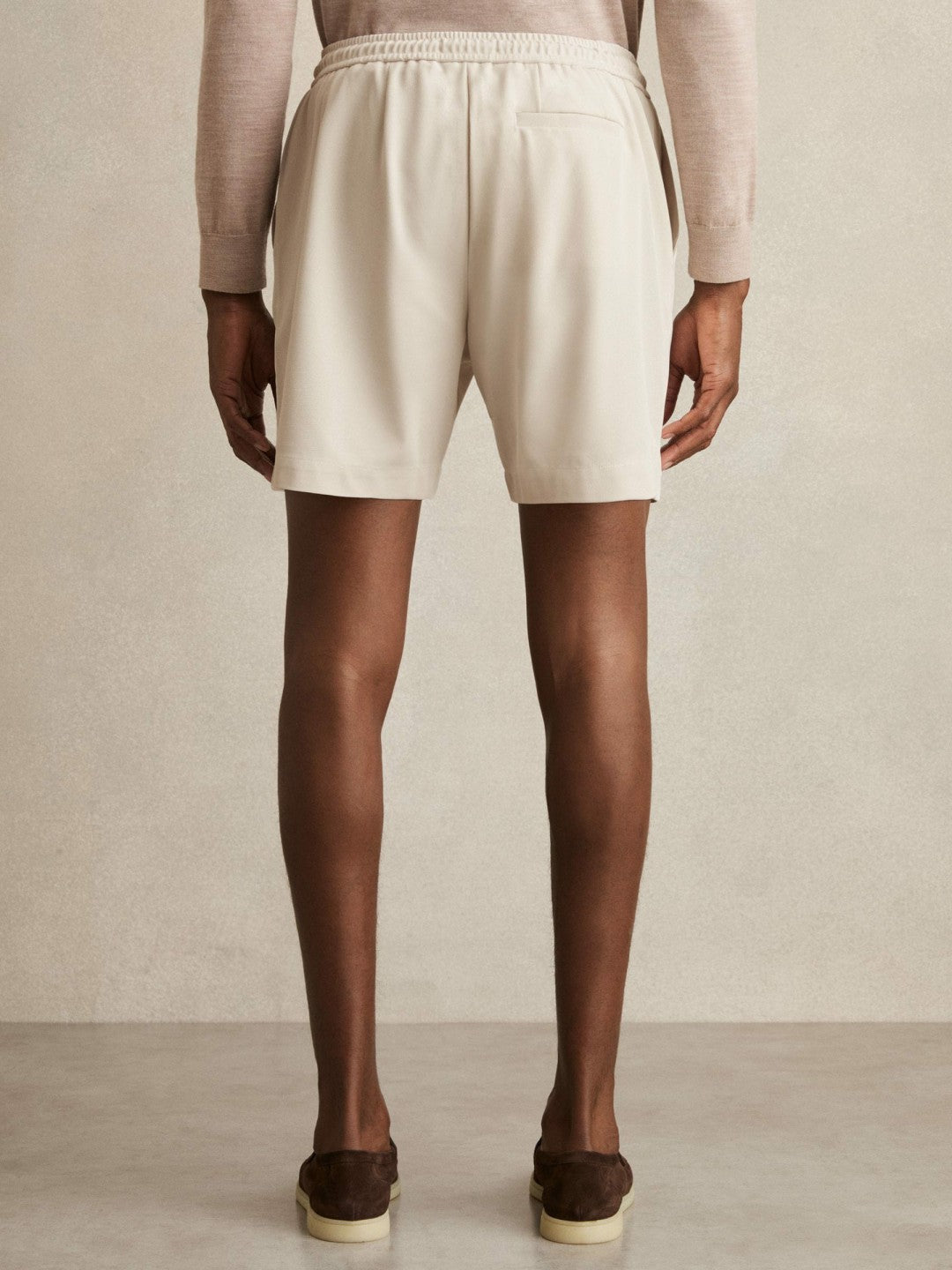 Reiss | Textured Drawstring Shorts in Stone