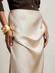 Reiss | Silk Slip Maxi Skirt in Champagne Neutral
