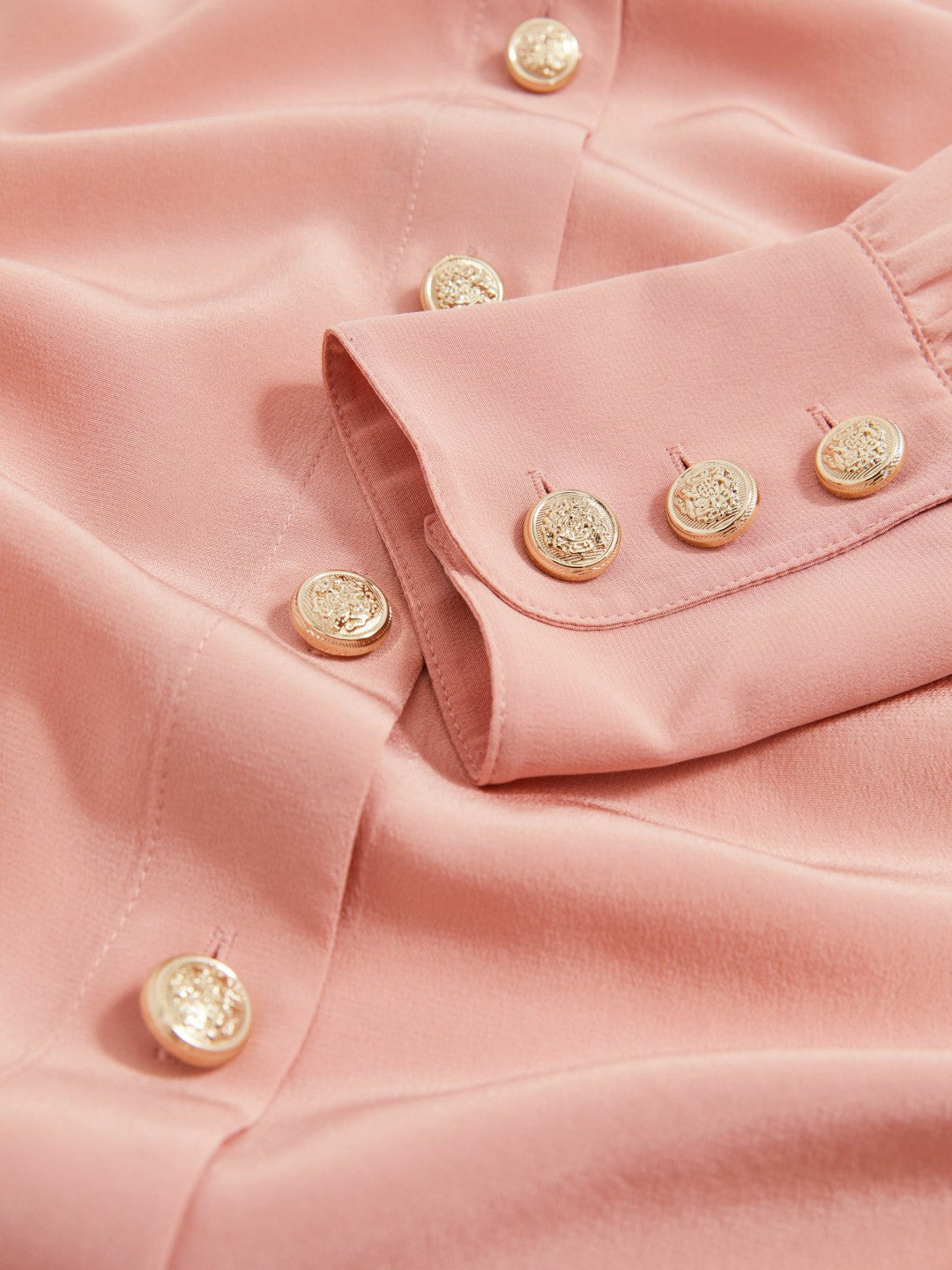 Reiss | Silk Embossed-Button Shirt in Pink