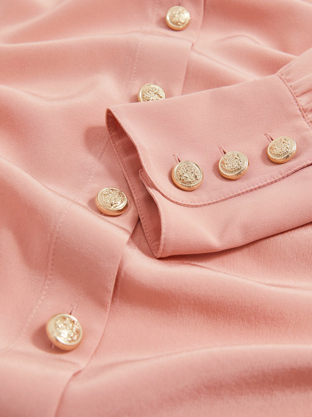 Reiss | Silk Embossed-Button Shirt in Pink