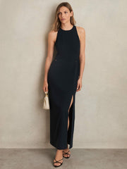 Reiss | Ladder-Trim Sleeveless Maxi Dress in Navy