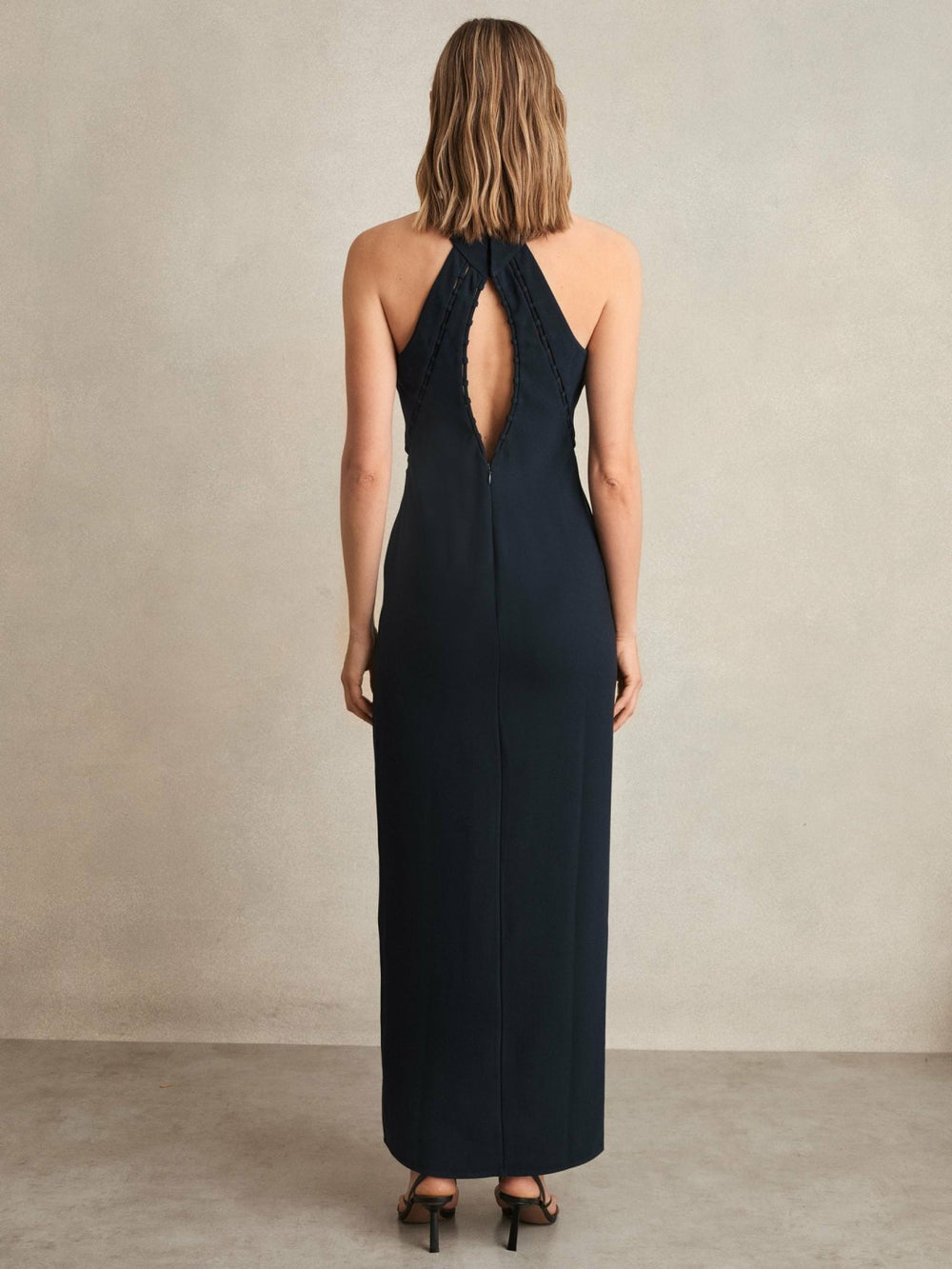 Reiss | Ladder-Trim Sleeveless Maxi Dress in Navy