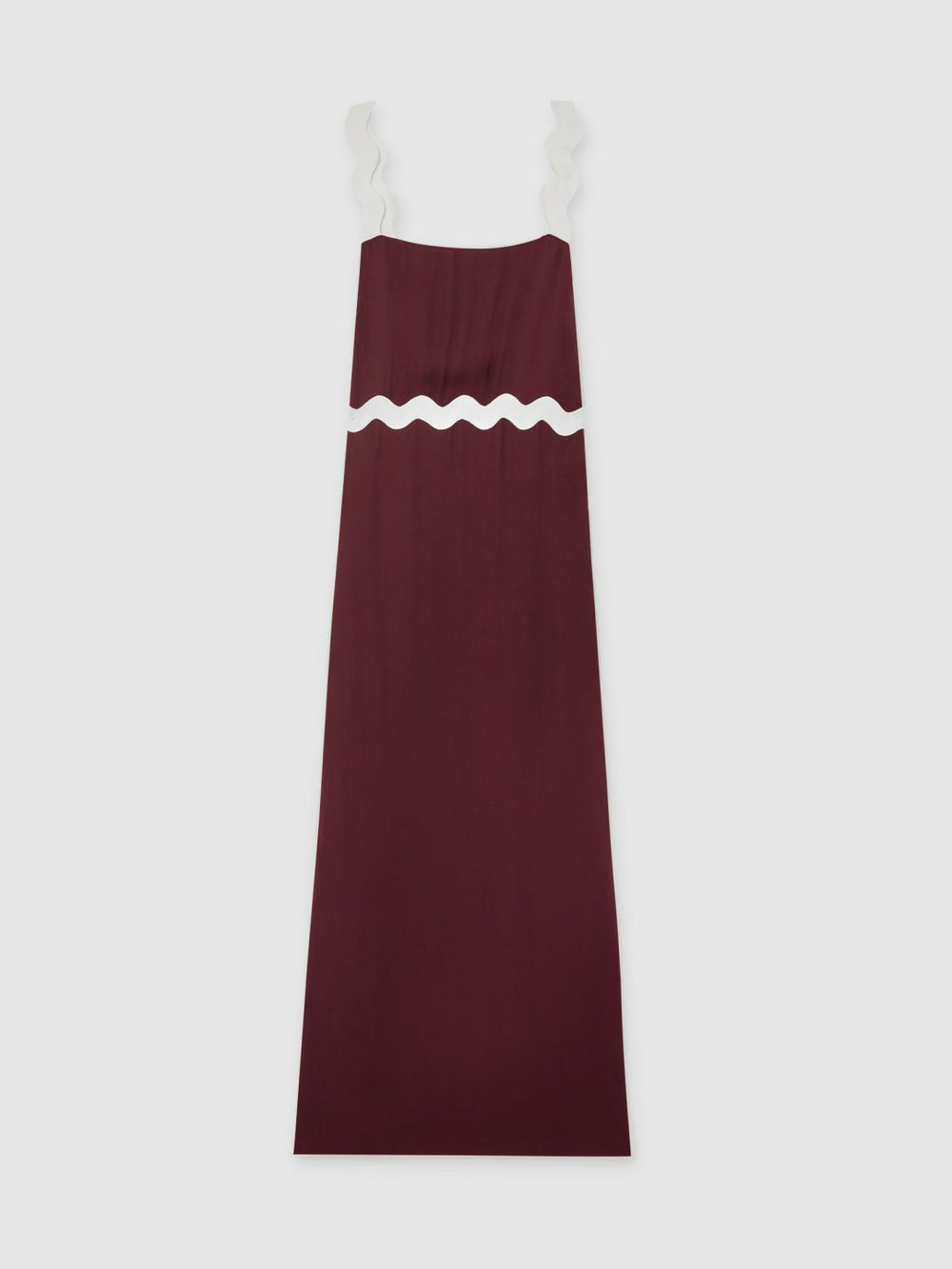 Reiss | Wave-Trim Crepe Midi Dress in Burgundy