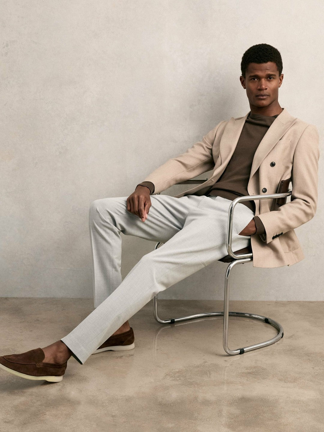 Reiss | Slim-Fit Internal-Drawstring Trousers in Grey