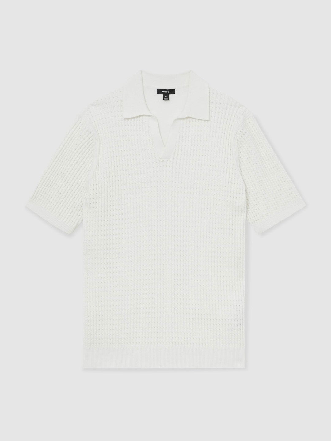 Reiss | Micro-Cable Open-Collar Cotton-Blend Shirt in White