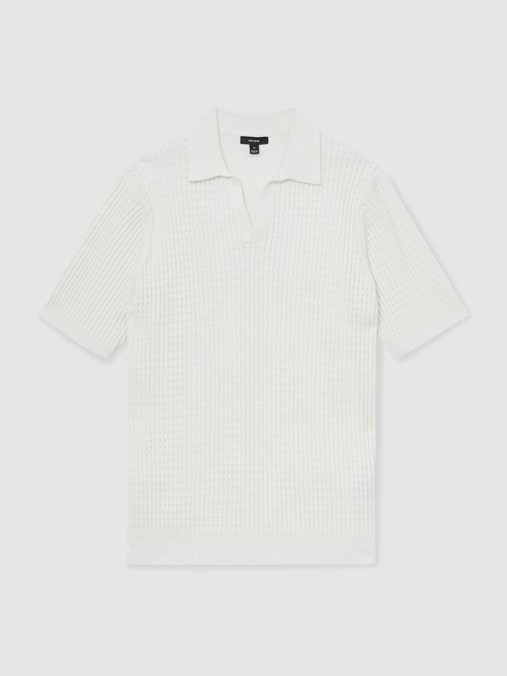 Reiss | Micro-Cable Open-Collar Cotton-Blend Shirt in White