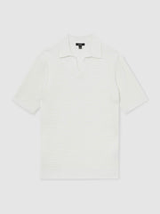 Reiss | Micro-Cable Open-Collar Cotton-Blend Shirt in White