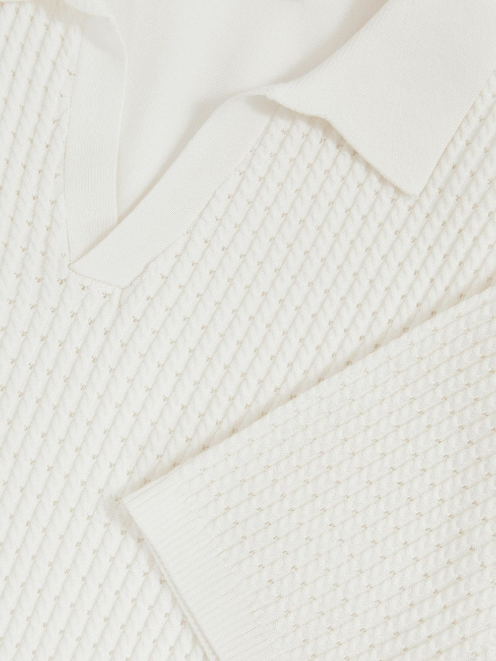 Reiss | Micro-Cable Open-Collar Cotton-Blend Shirt in White