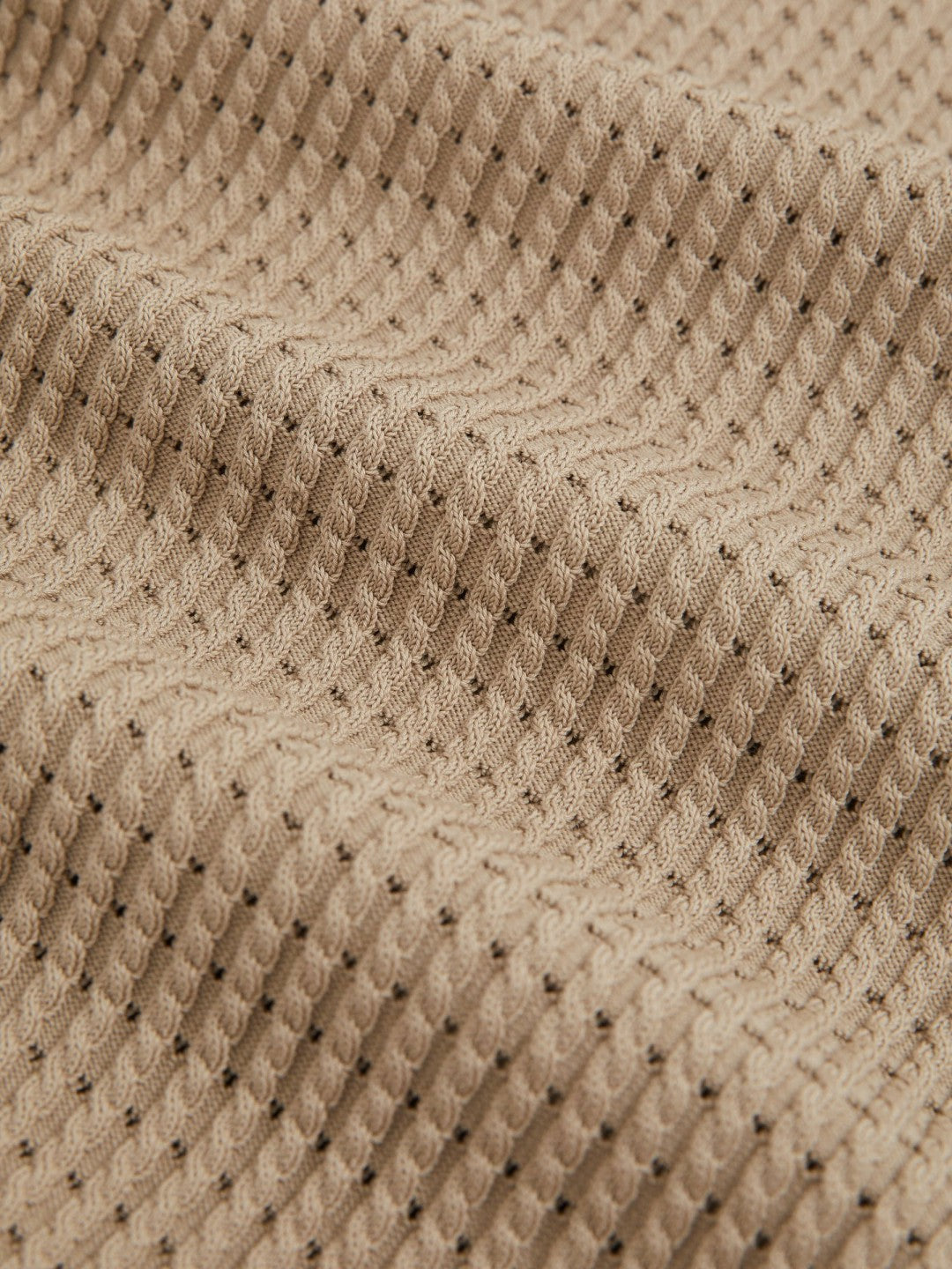 Reiss | Micro-Cable Open-Collar Cotton-Blend Shirt in Light Camel Brown