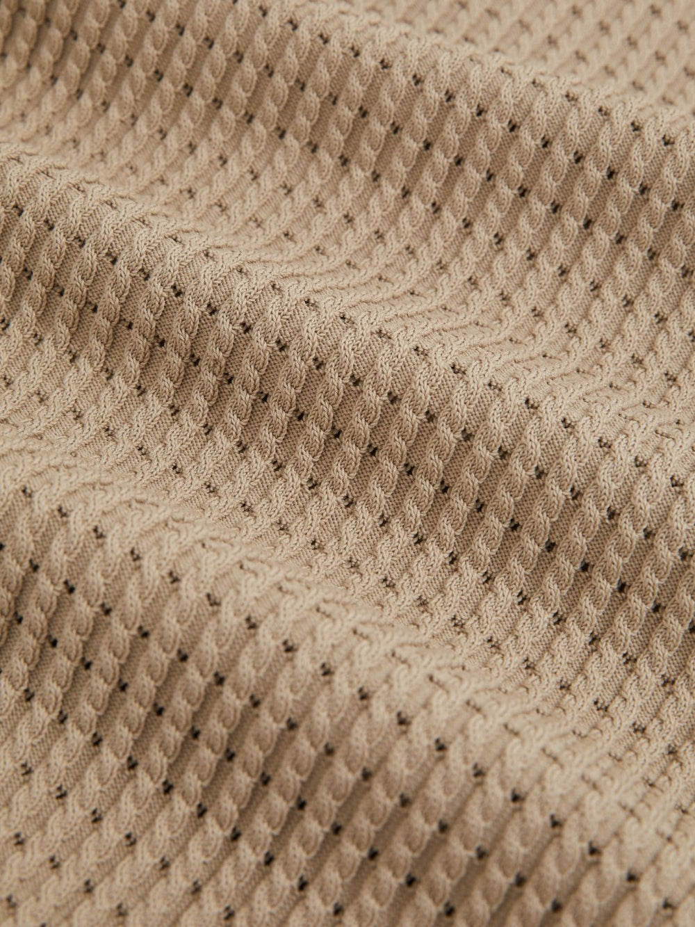 Reiss | Micro-Cable Open-Collar Cotton-Blend Shirt in Light Camel Brown