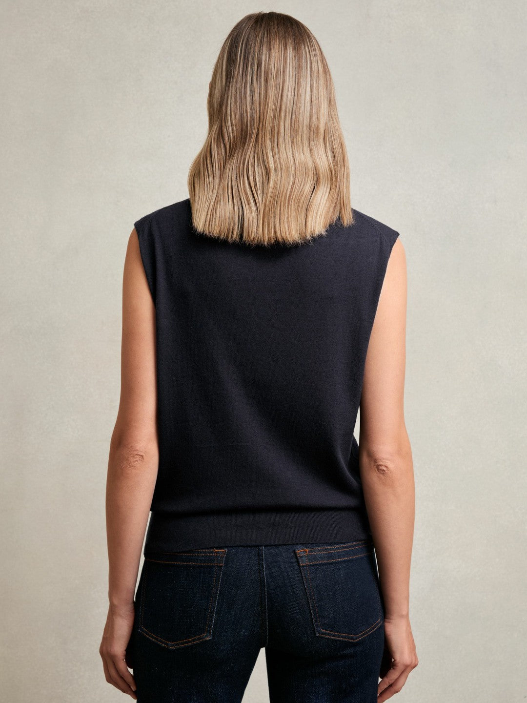Reiss | Wool Slouched Sleeveless Top in Navy