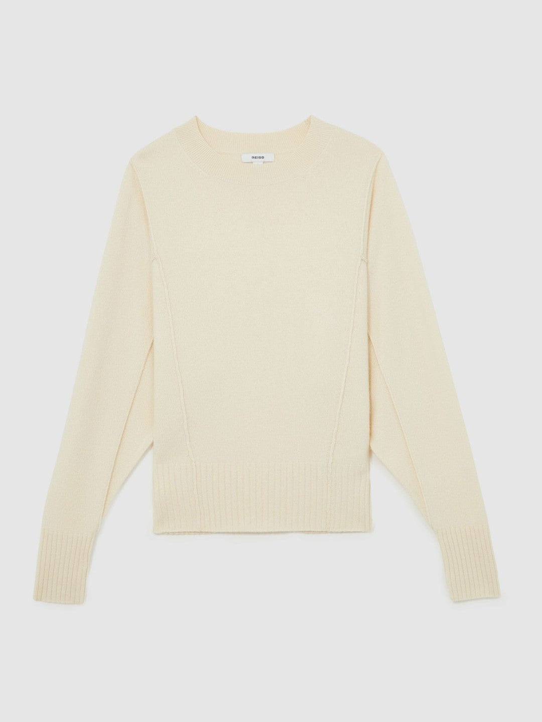 Reiss | Wool-Blend Reverse-Seam Batwing Jumper With Cashmere in Cream