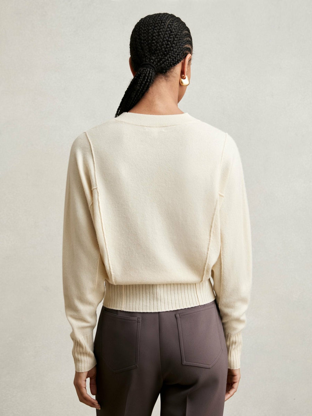 Reiss | Wool-Blend Reverse-Seam Batwing Jumper With Cashmere in Cream