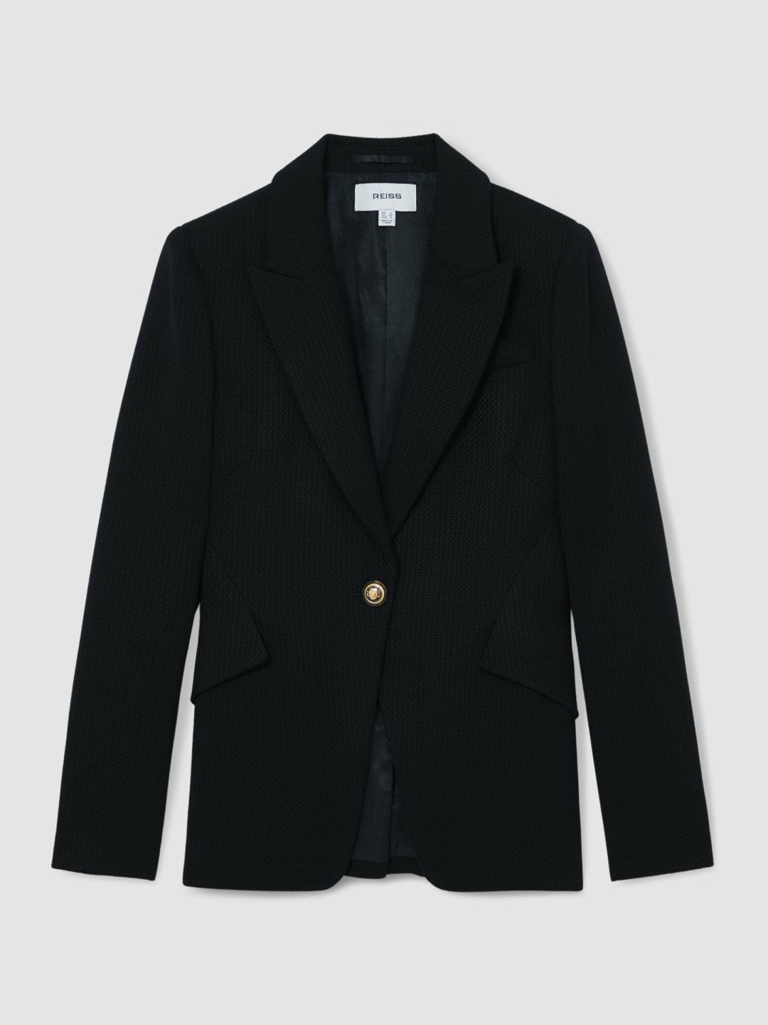 Reiss | Single-Breasted Textured Blazer Wool-Blend in Navy