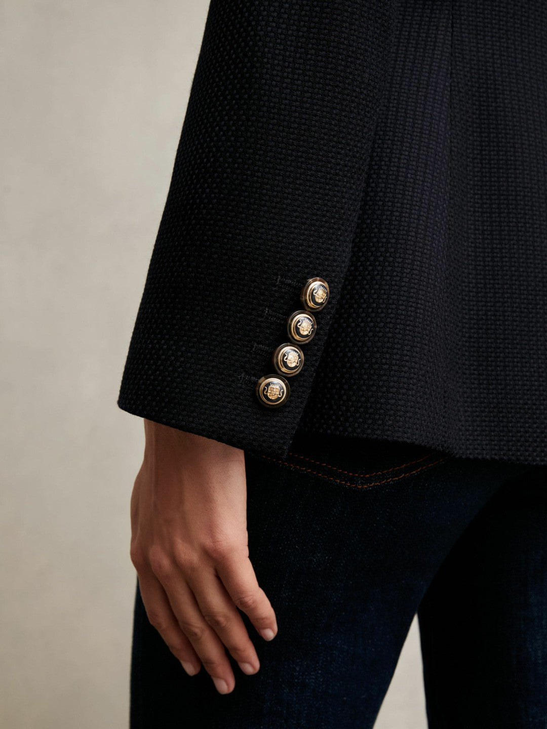 Reiss | Single-Breasted Textured Blazer Wool-Blend in Navy