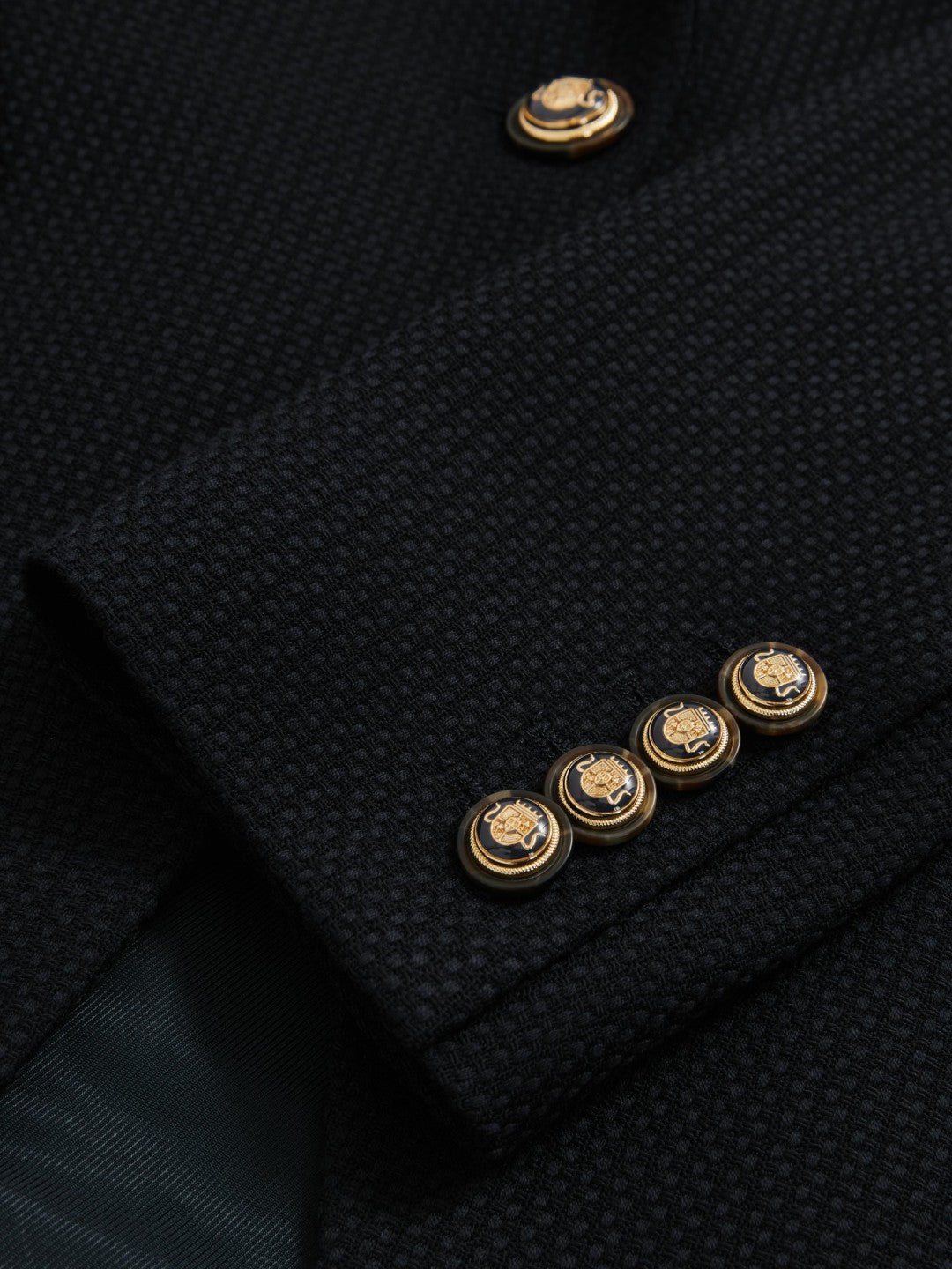 Reiss | Single-Breasted Textured Blazer Wool-Blend in Navy