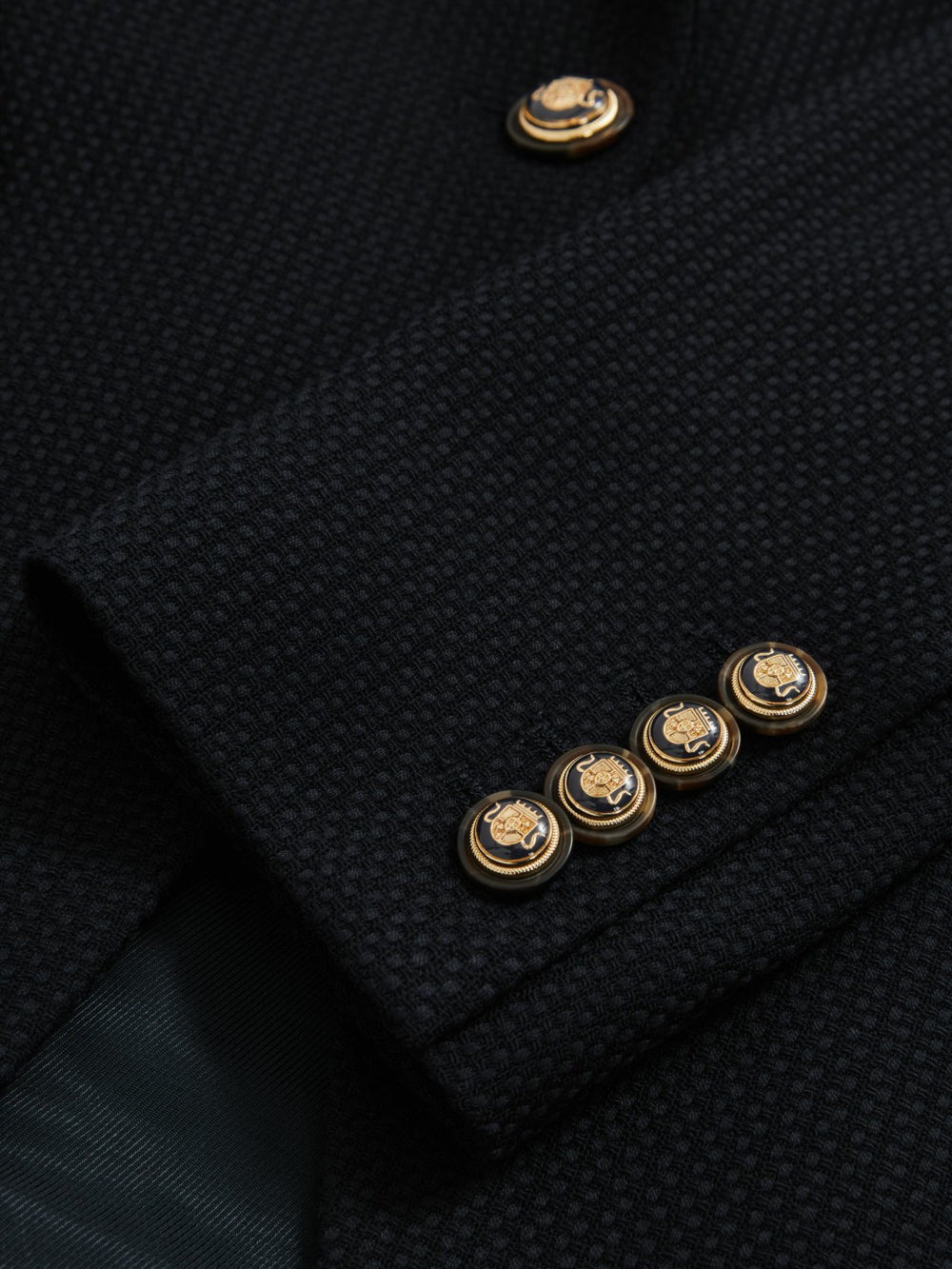 Reiss | Single-Breasted Textured Blazer Wool-Blend in Navy