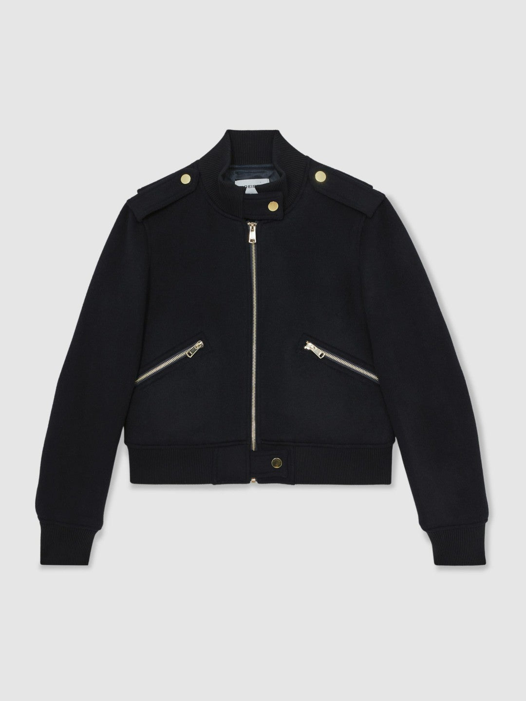 Reiss | Brushed Wool Epaulette Bomber Jacket in Navy