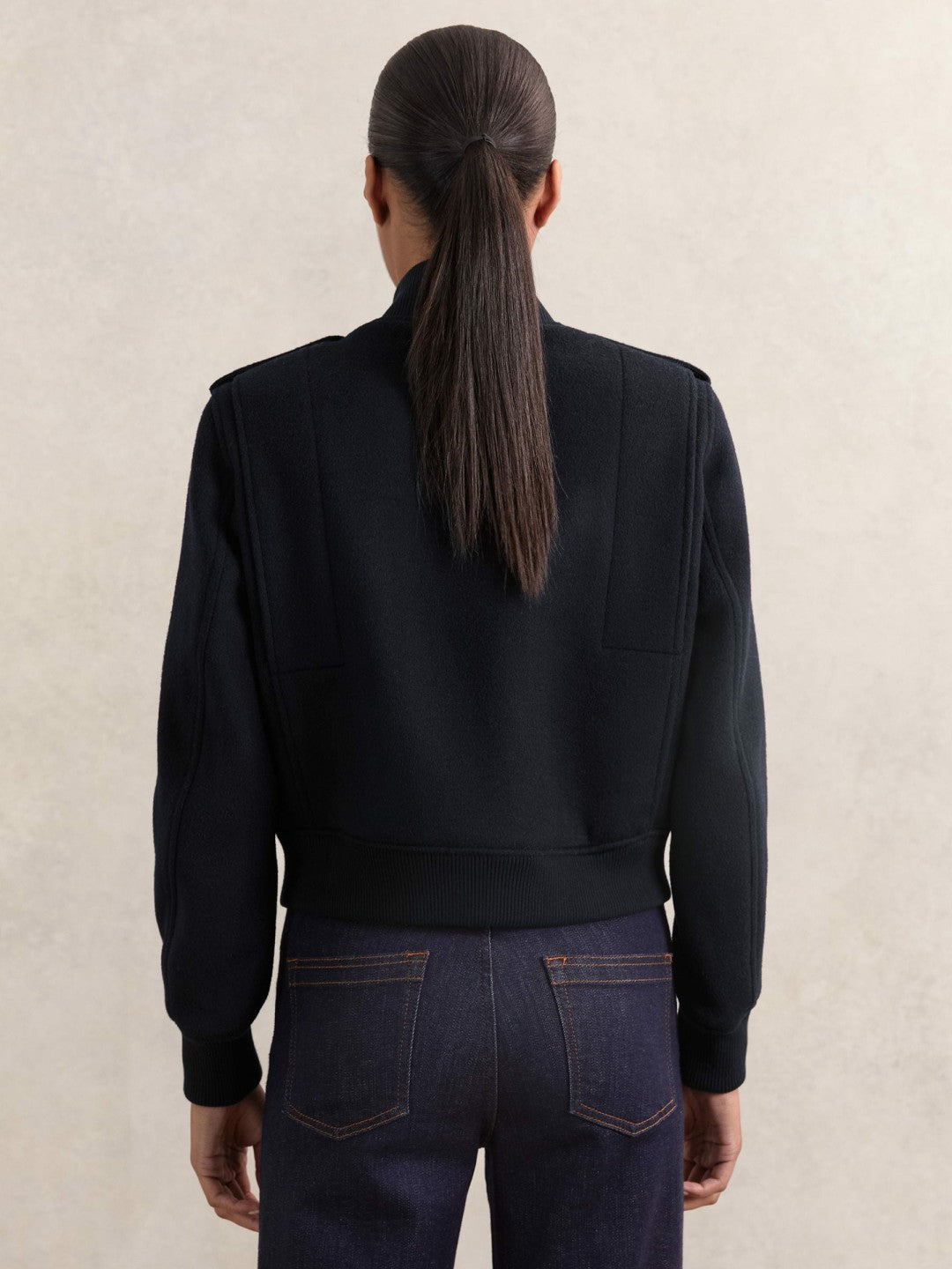 Reiss | Brushed Wool Epaulette Bomber Jacket in Navy