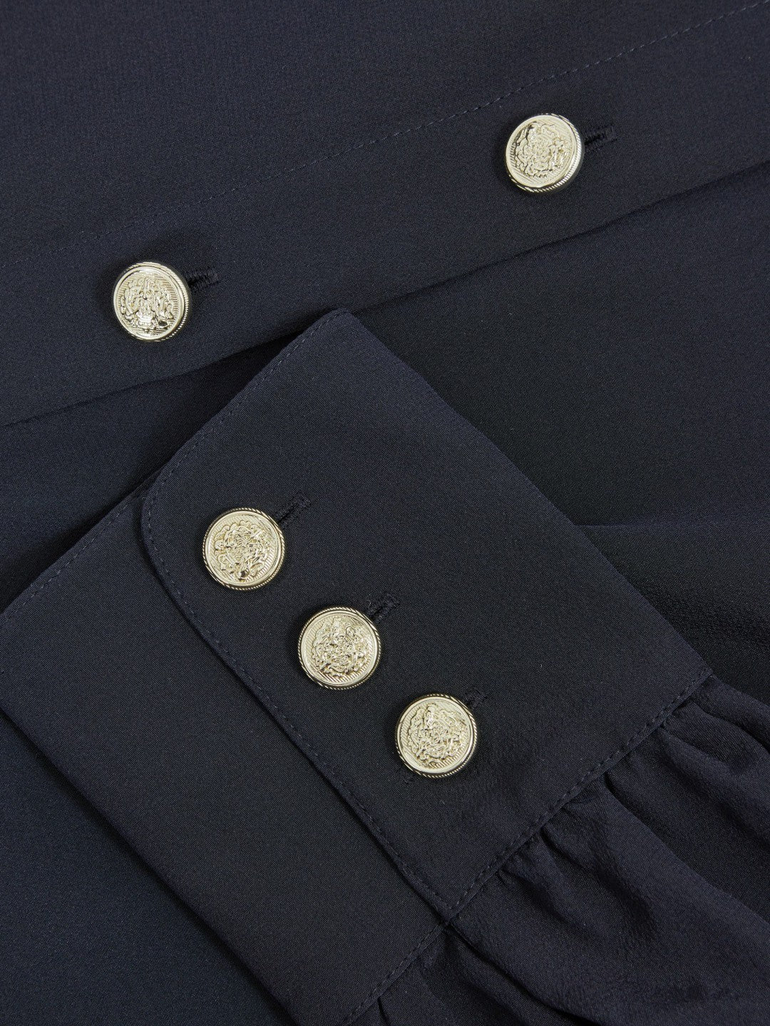 Reiss | Silk Embossed-Button Shirt in Navy