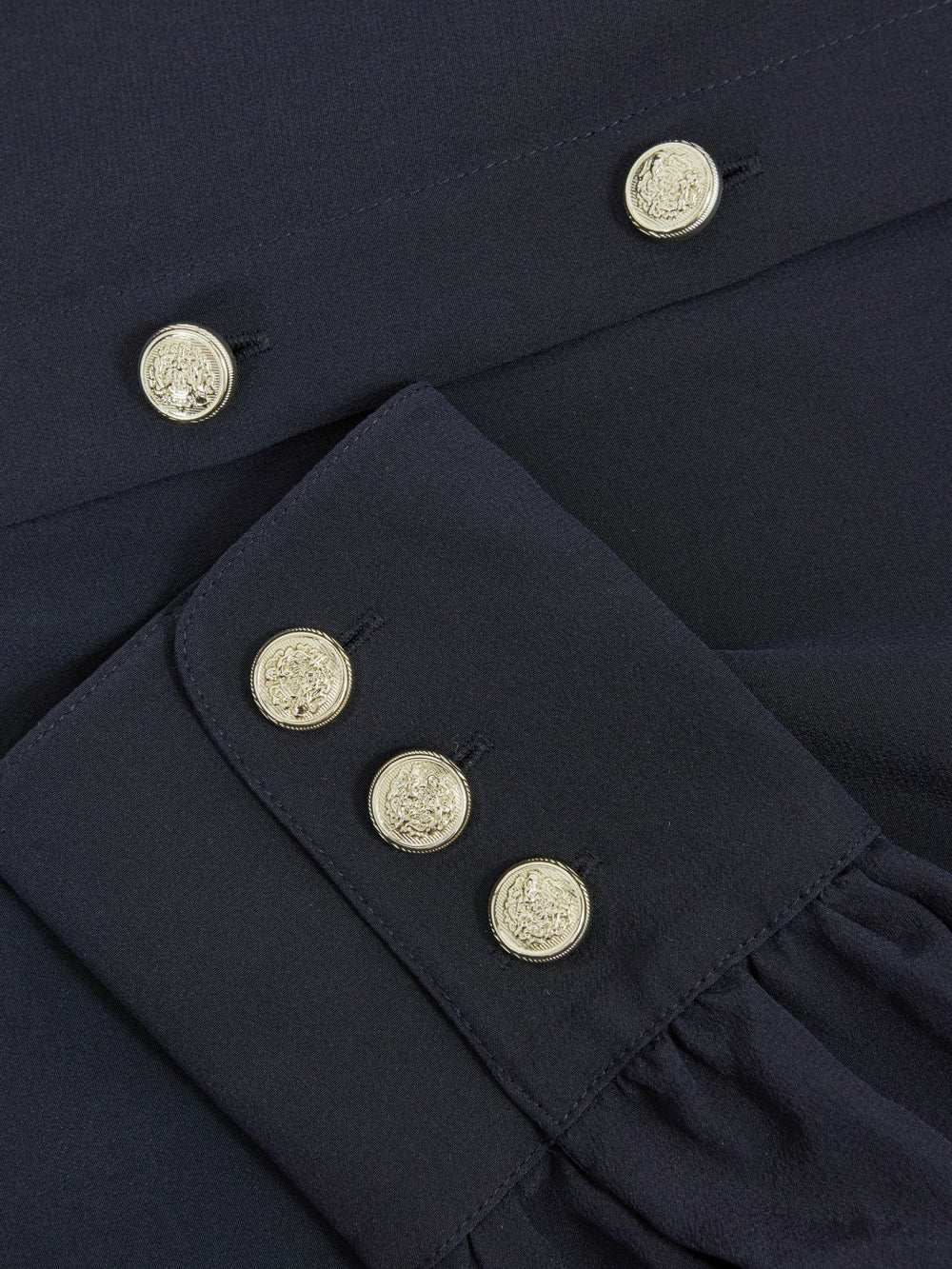 Reiss | Silk Embossed-Button Shirt in Navy