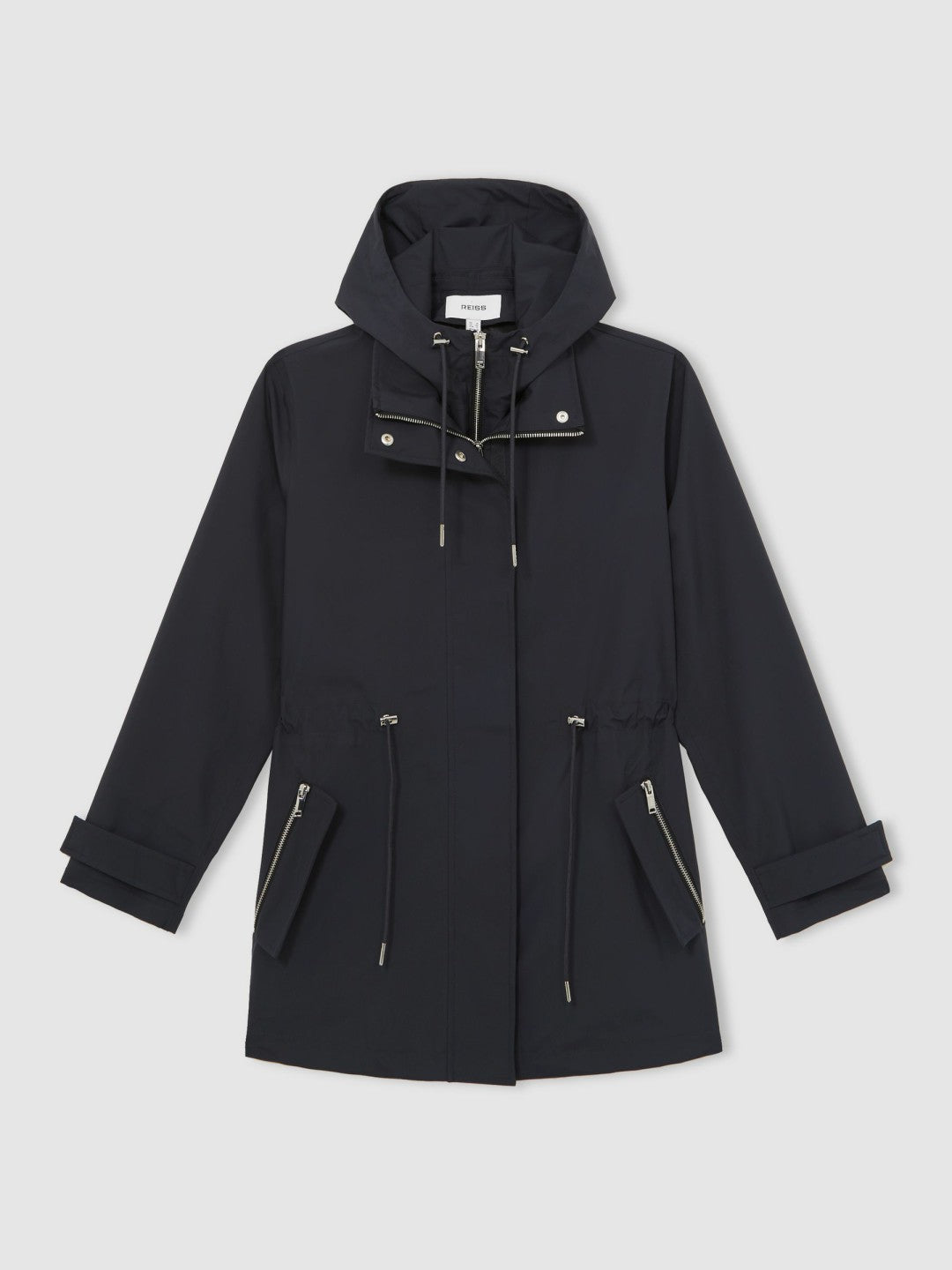 Reiss | Removable-Hood Rain Coat in Navy
