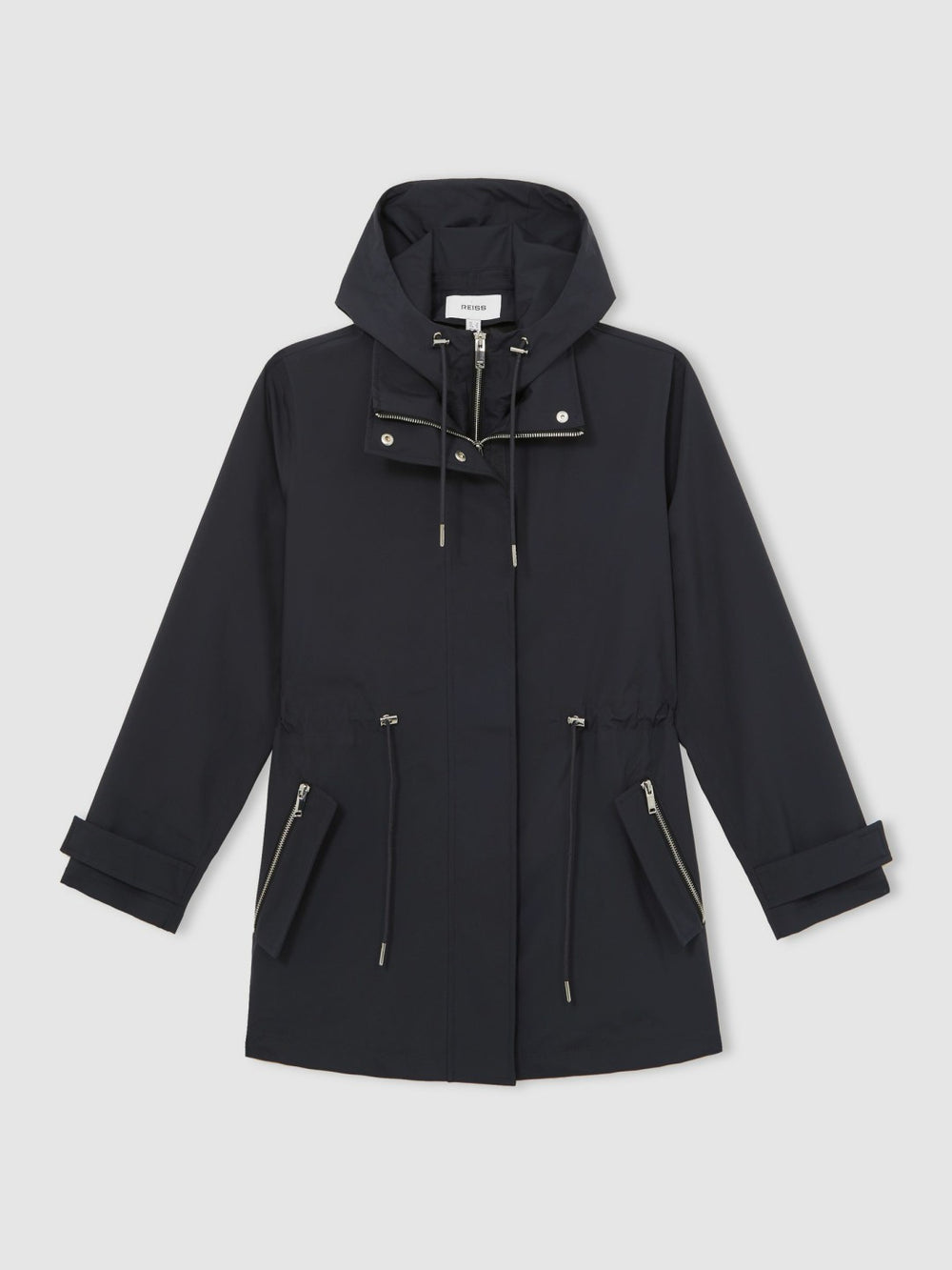 Reiss | Removable-Hood Rain Coat in Navy