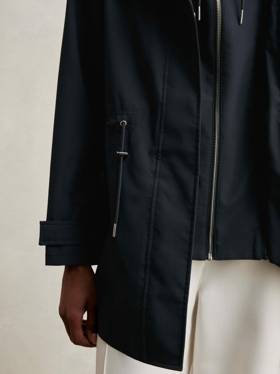 Reiss | Removable-Hood Rain Coat in Navy