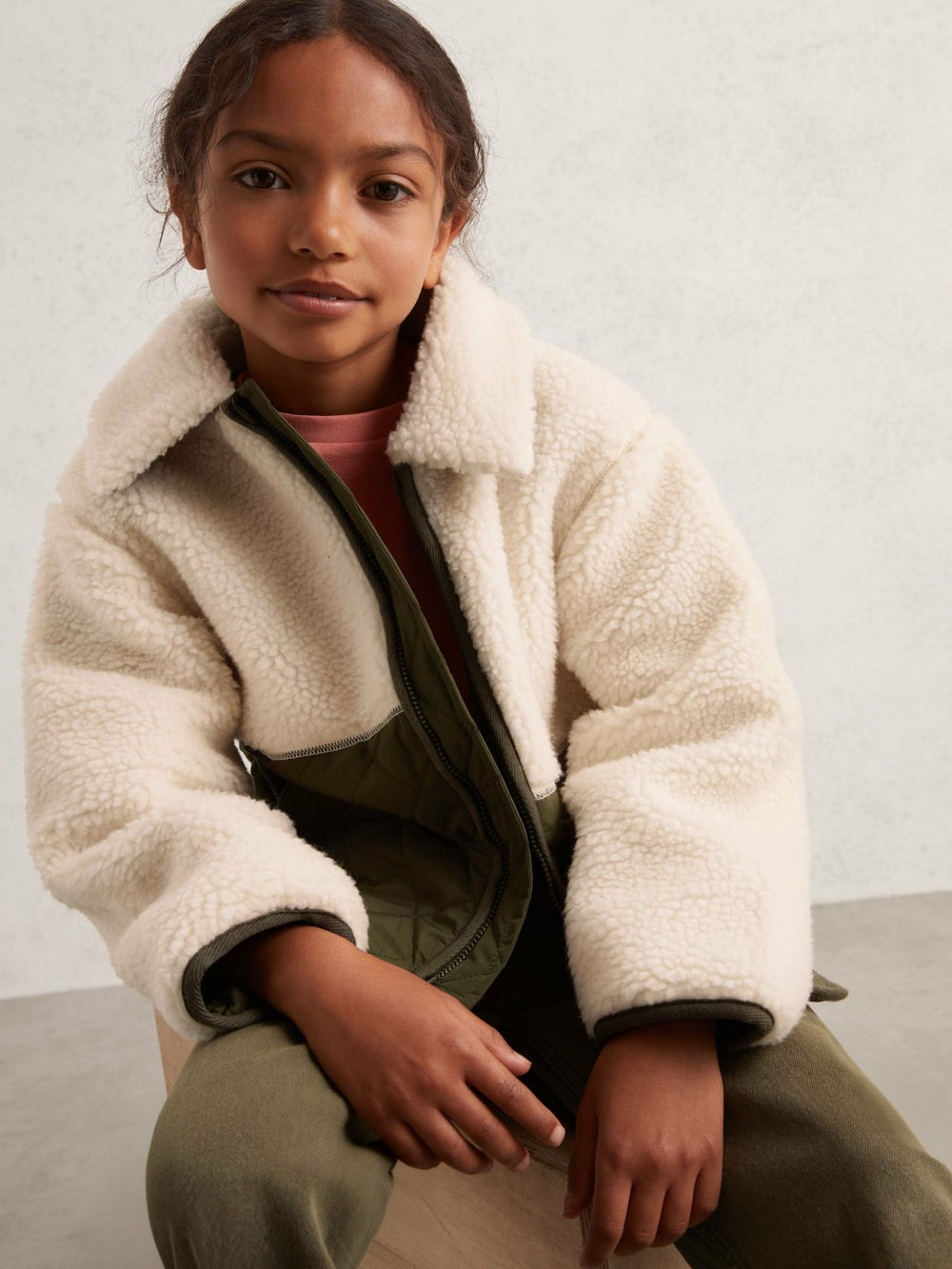 Reiss | 9-13 yrs Quilted Borg Jacket in Ecru