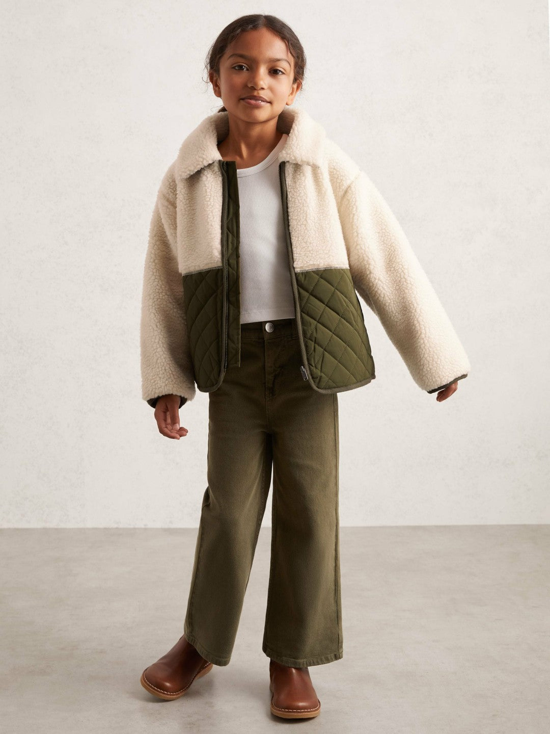 Reiss | 9-13 yrs Quilted Borg Jacket in Ecru