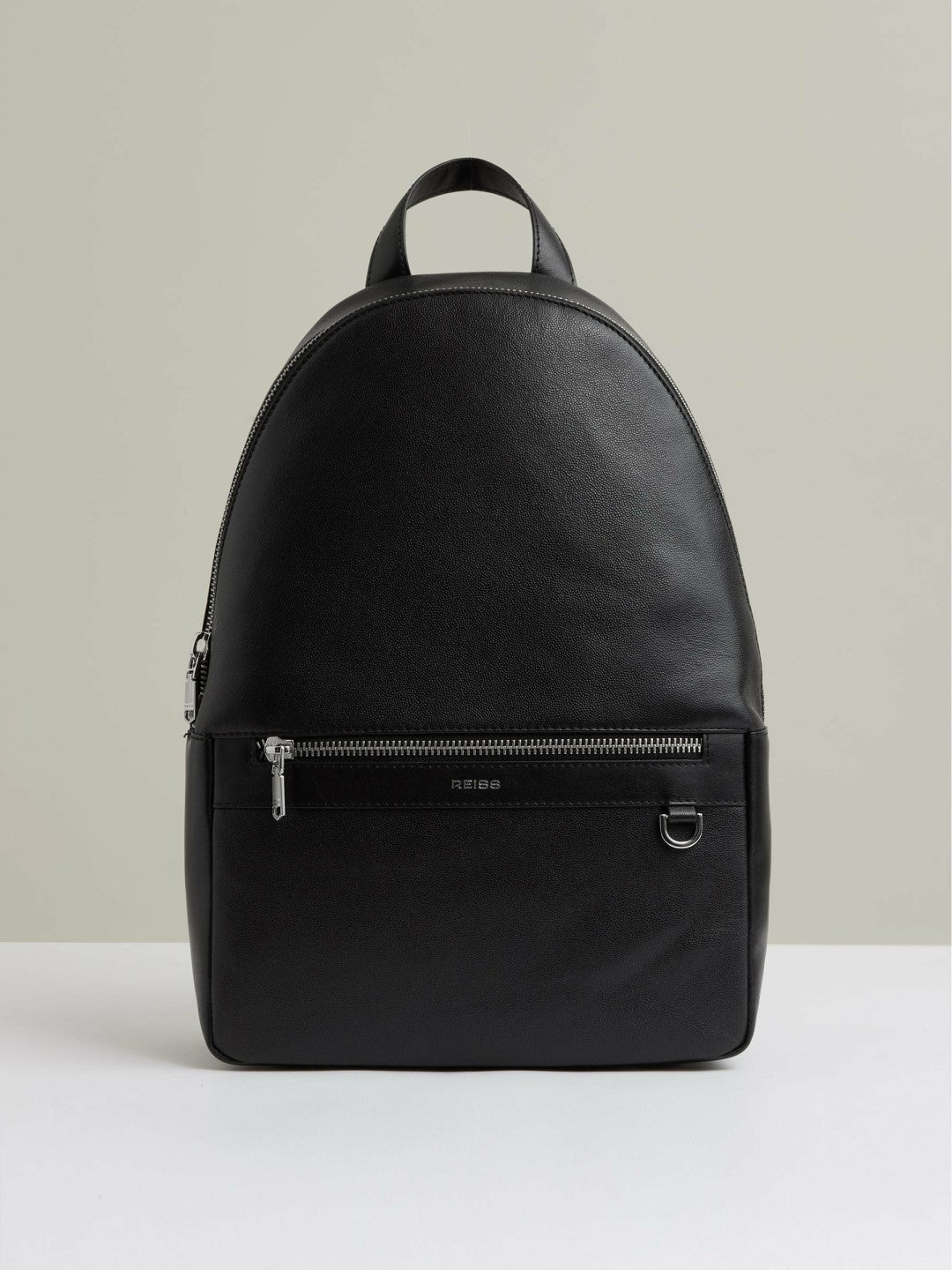 Reiss | Micro-Grain Leather Backpack in Black