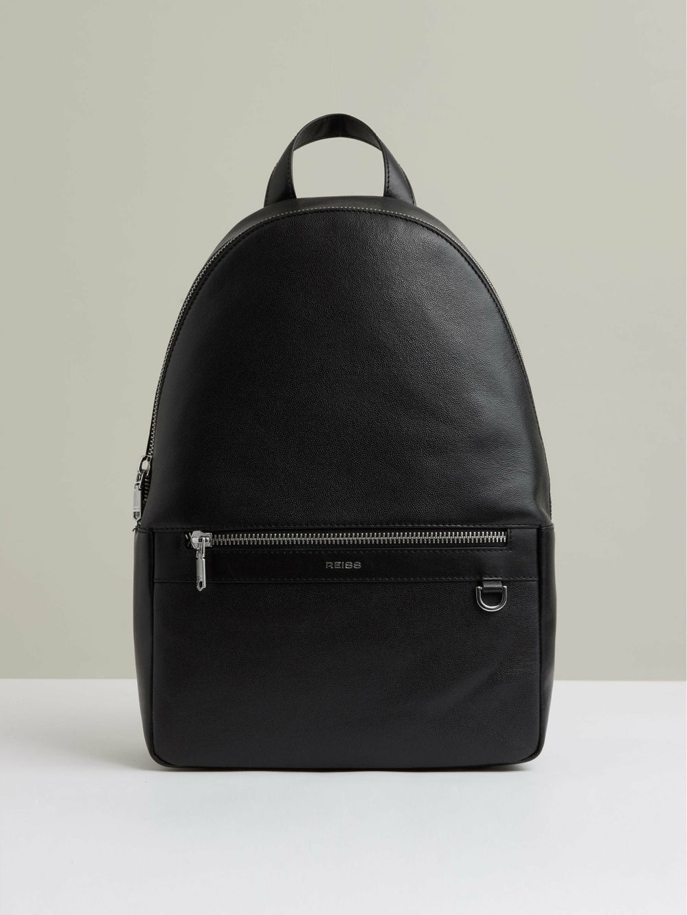 Reiss | Micro-Grain Leather Backpack in Black