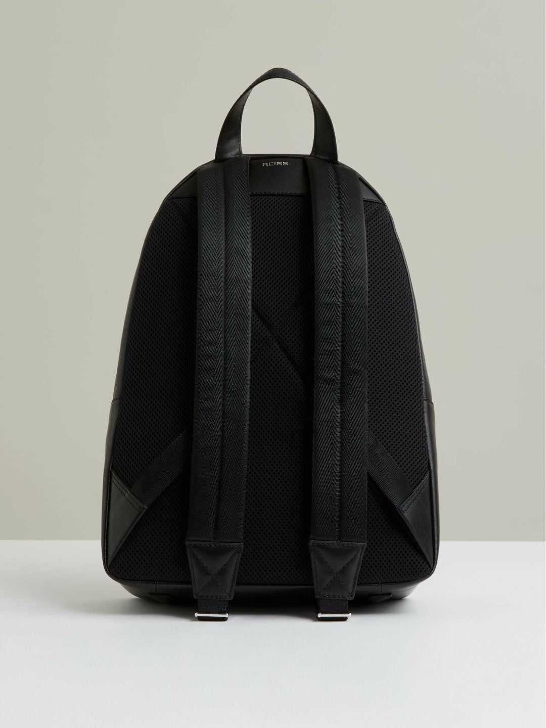 Reiss | Micro-Grain Leather Backpack in Black