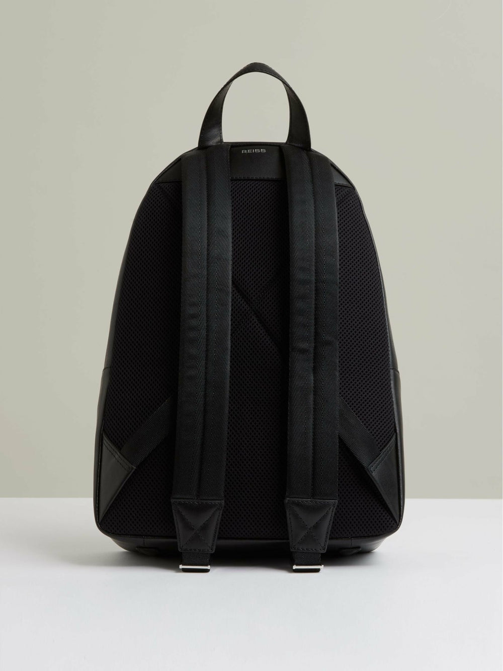 Reiss | Micro-Grain Leather Backpack in Black