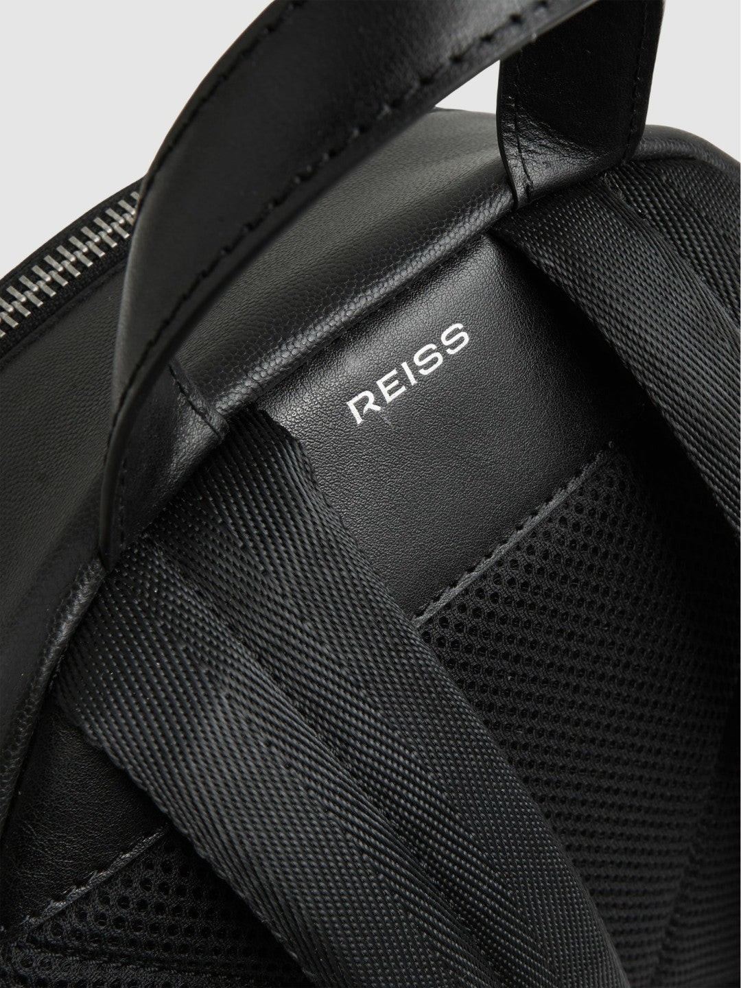 Reiss | Micro-Grain Leather Backpack in Black