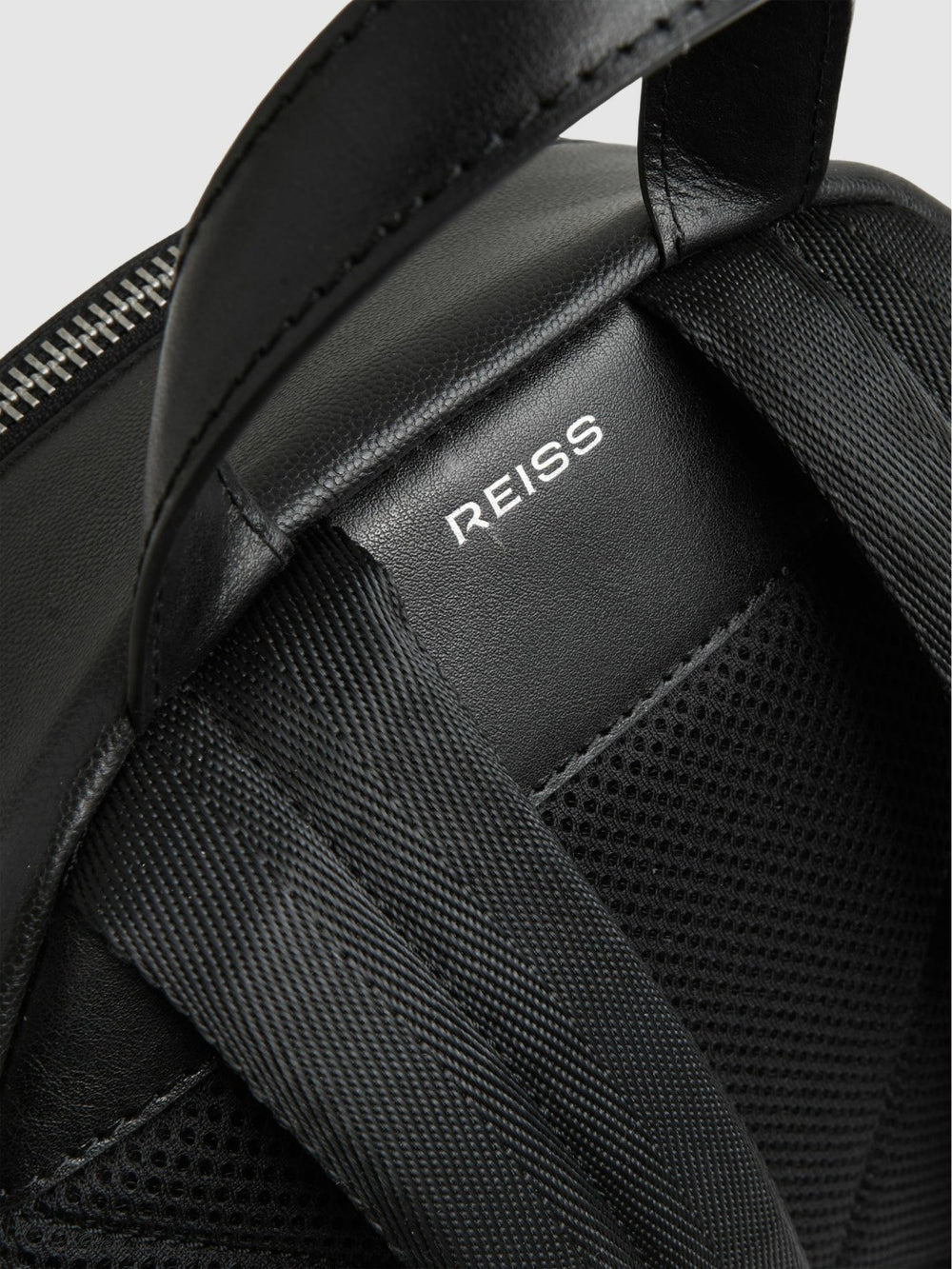 Reiss | Micro-Grain Leather Backpack in Black