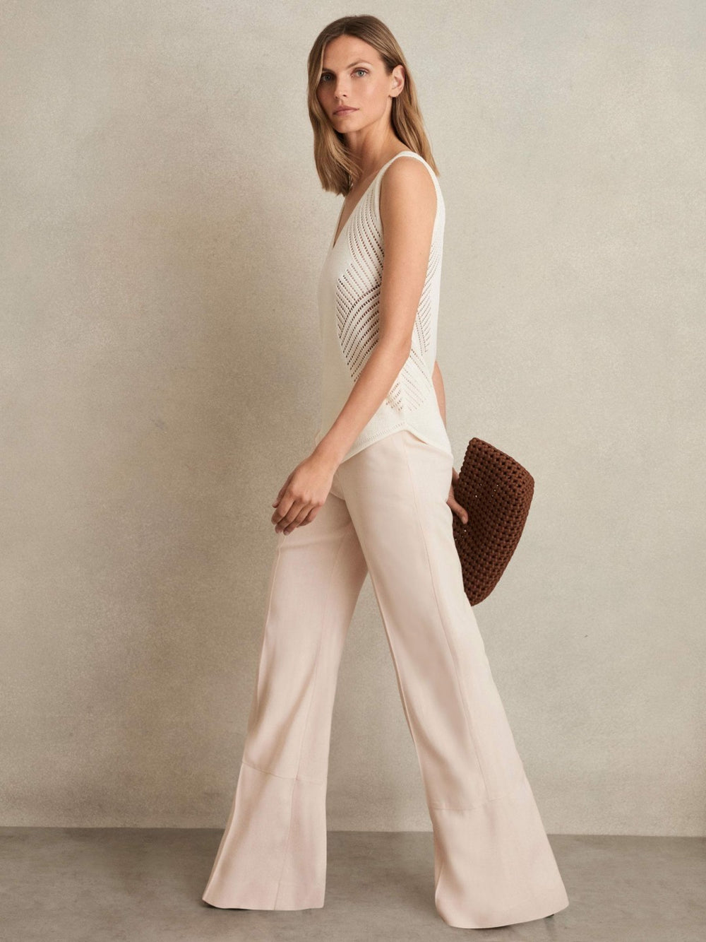 Reiss | Wide-Leg Suit Trousers in Pink