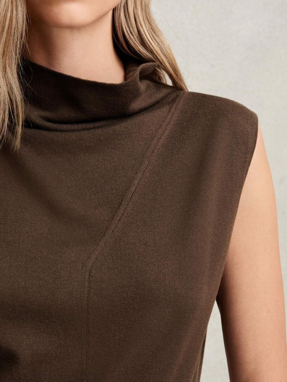 Reiss | Wool Slouched Sleeveless Top in Chocolate