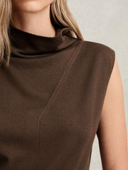Reiss | Wool Slouched Sleeveless Top in Chocolate