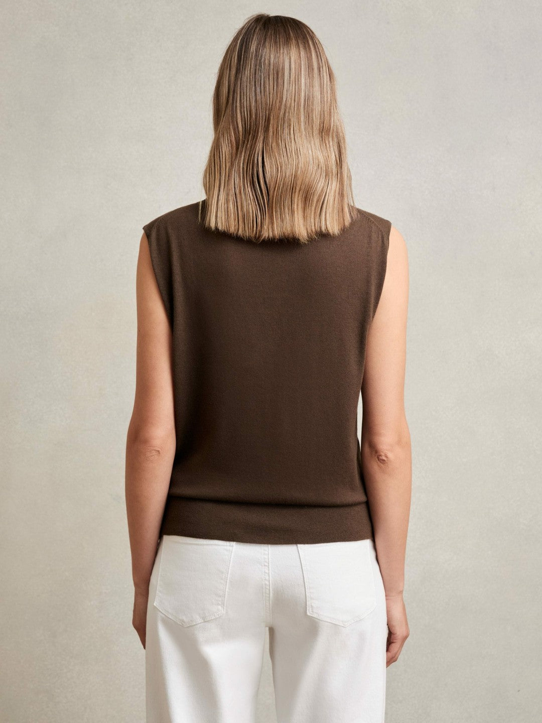 Reiss | Wool Slouched Sleeveless Top in Chocolate