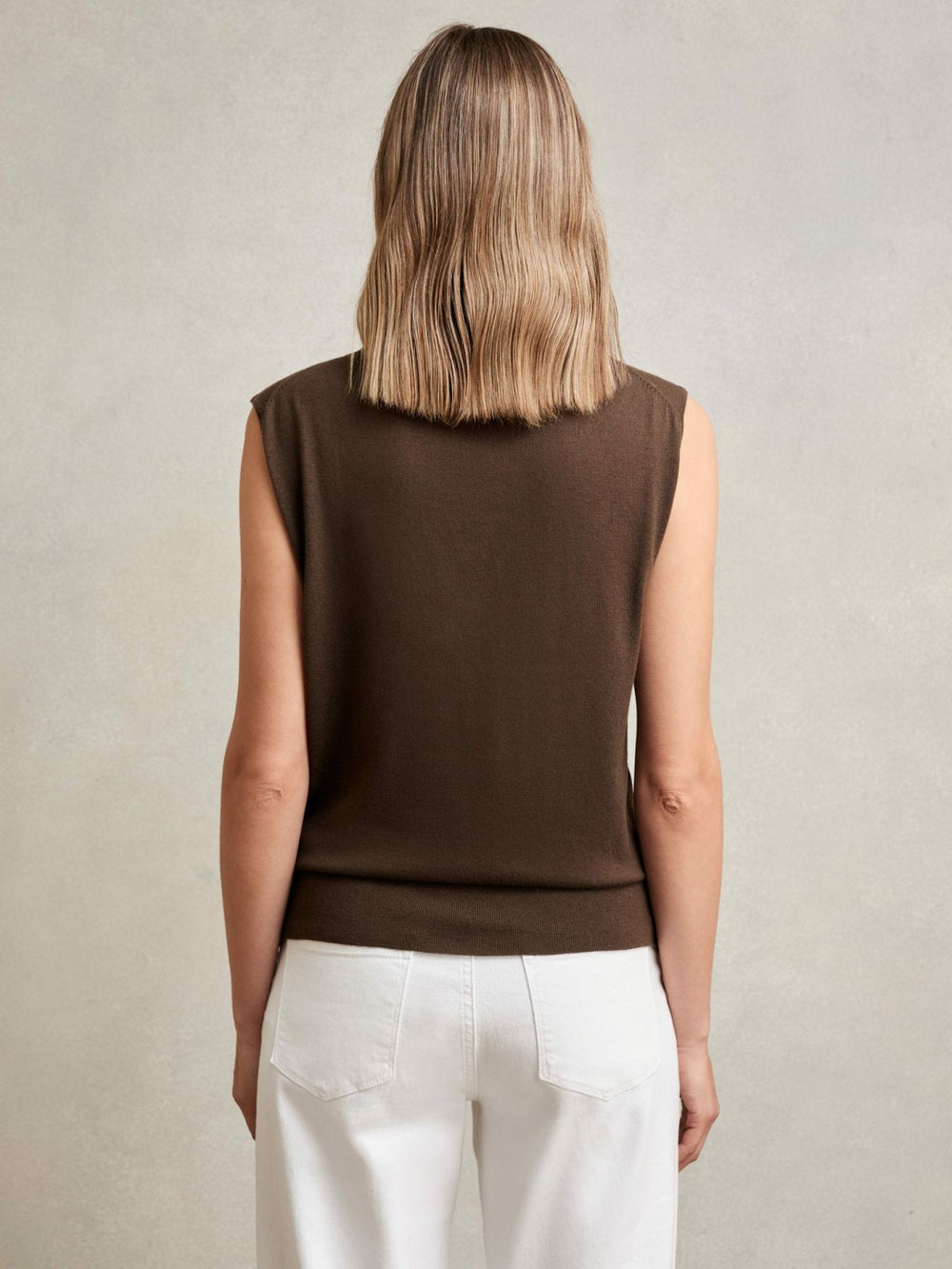 Reiss | Wool Slouched Sleeveless Top in Chocolate