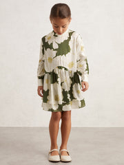 Reiss | 13-14 yrs Floral-Print Swing Dress in Green